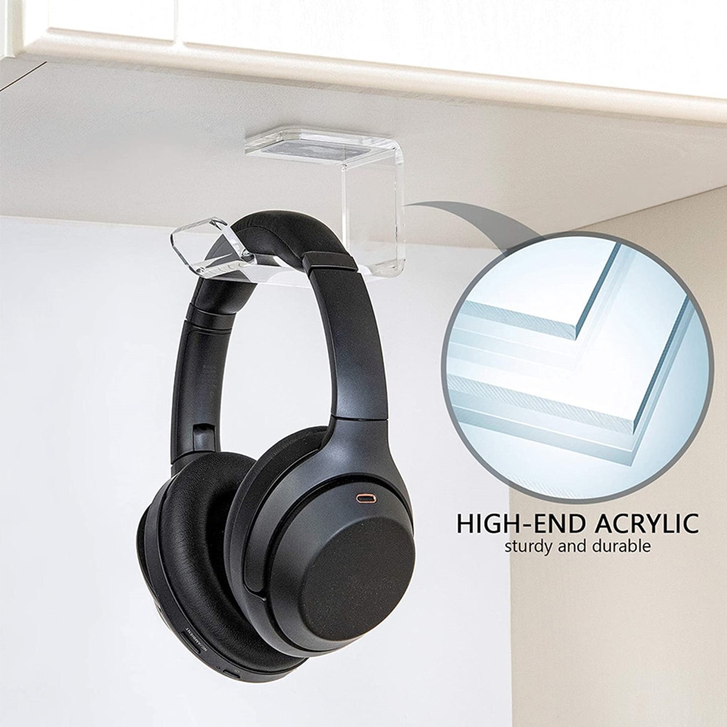 Acrylic Headphone Hanger Under Desk Organizer Stand