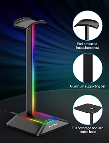 New Bee RGB Headphone Stand with Charging Ports