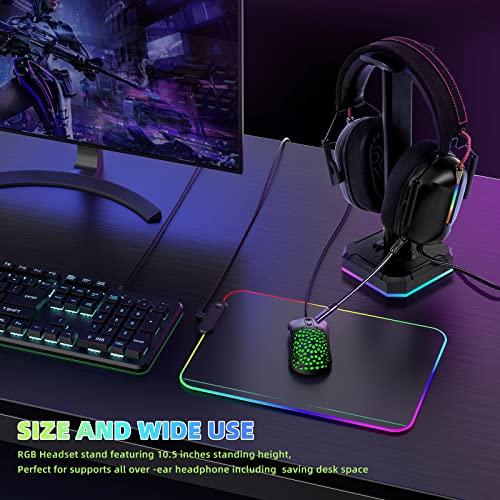 RGB Rolling Headphone Stand for Gaming PC Desk