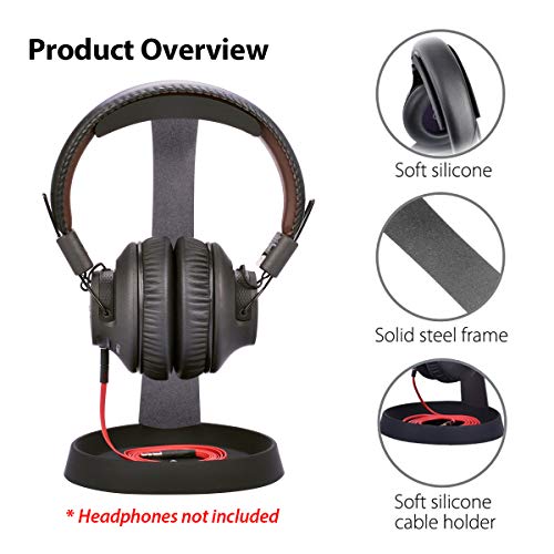 Headphone Stand with Cable Holder - Black