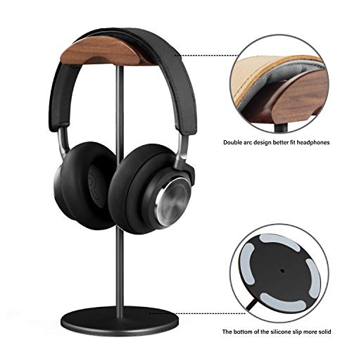 Nature Walnut Headphone Stand with Heavy Base