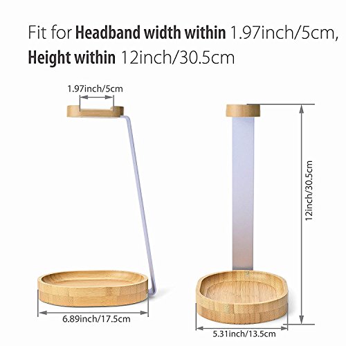 Wooden and Aluminum Headphone Stand with Cable Holder