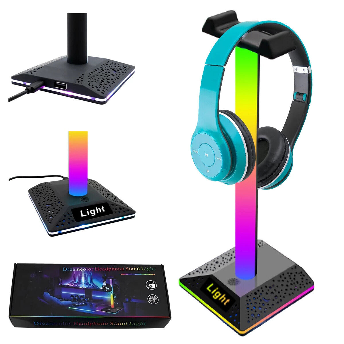 Multi-color Gaming Headset Stand with USB Ports
