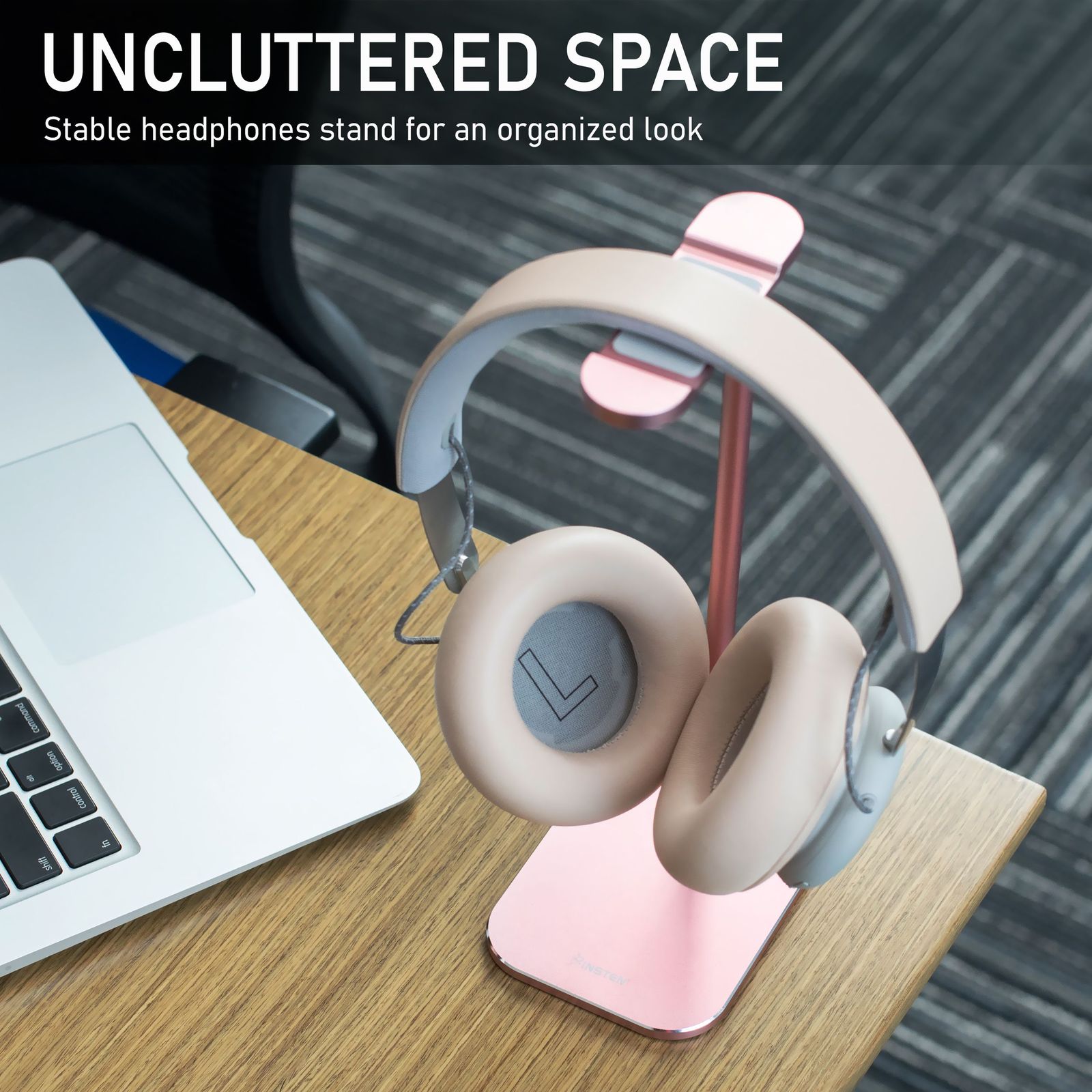 Pink Aluminum Desk Headphone Stand for All Earphones