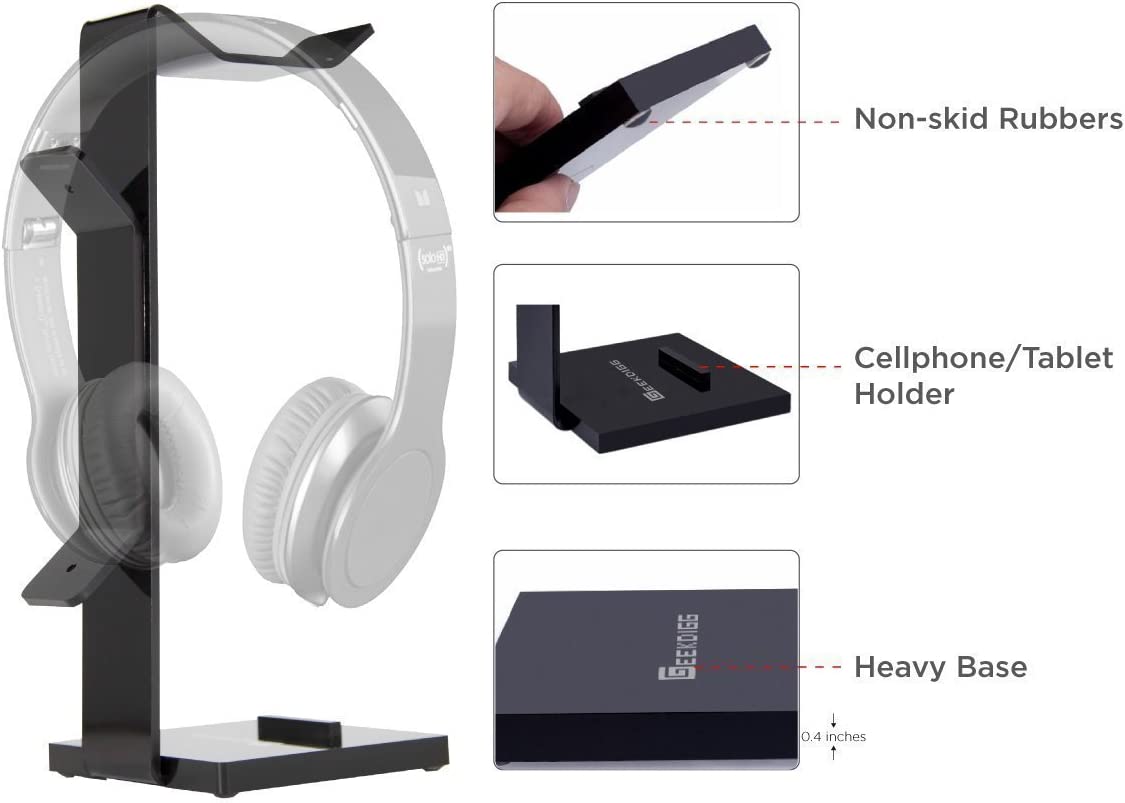 Geekdigg Gaming Headset Stand with Organizer & Cellphone Mount