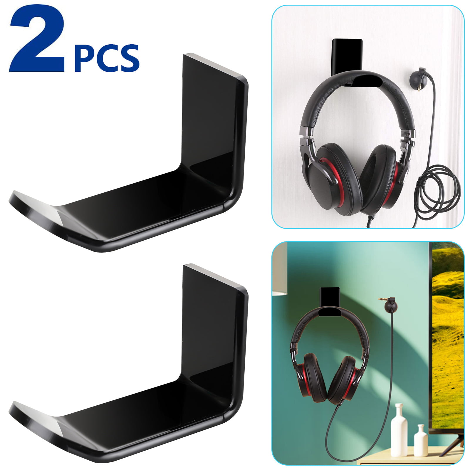Universal Headphone Wall Mount with Cable Clip