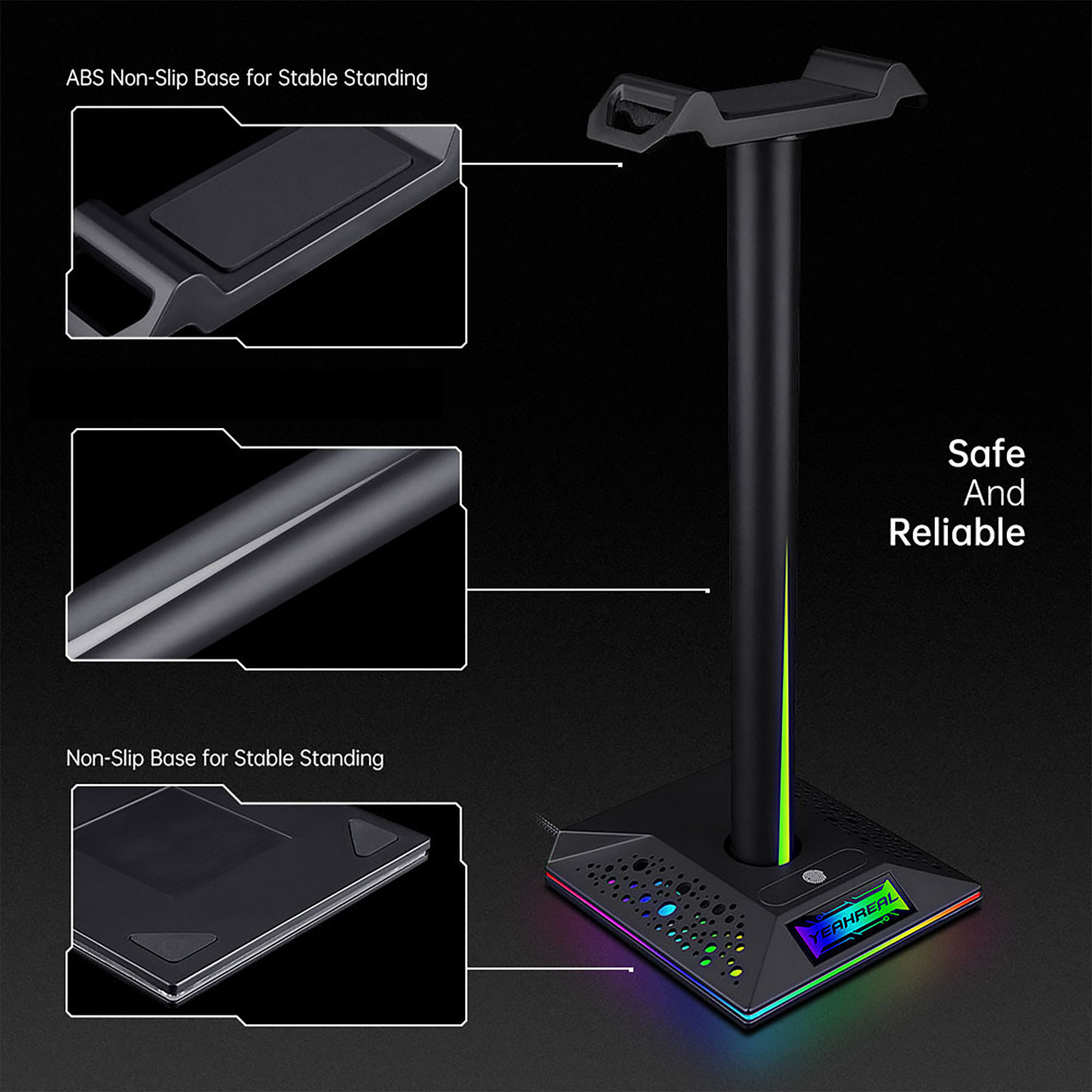 TSV RGB Headset Stand with USB and Lighting