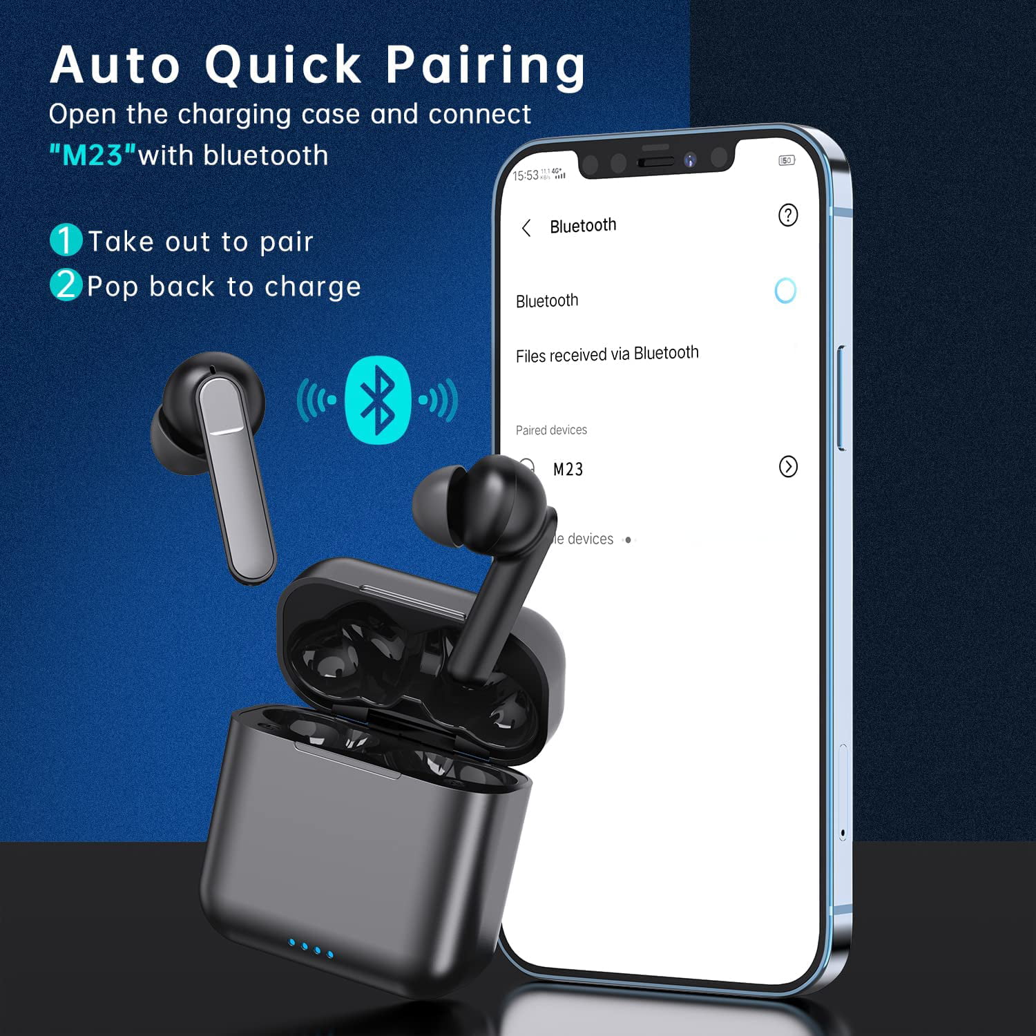 Bluetooth Wireless Earbuds with Noise Cancelling Mic