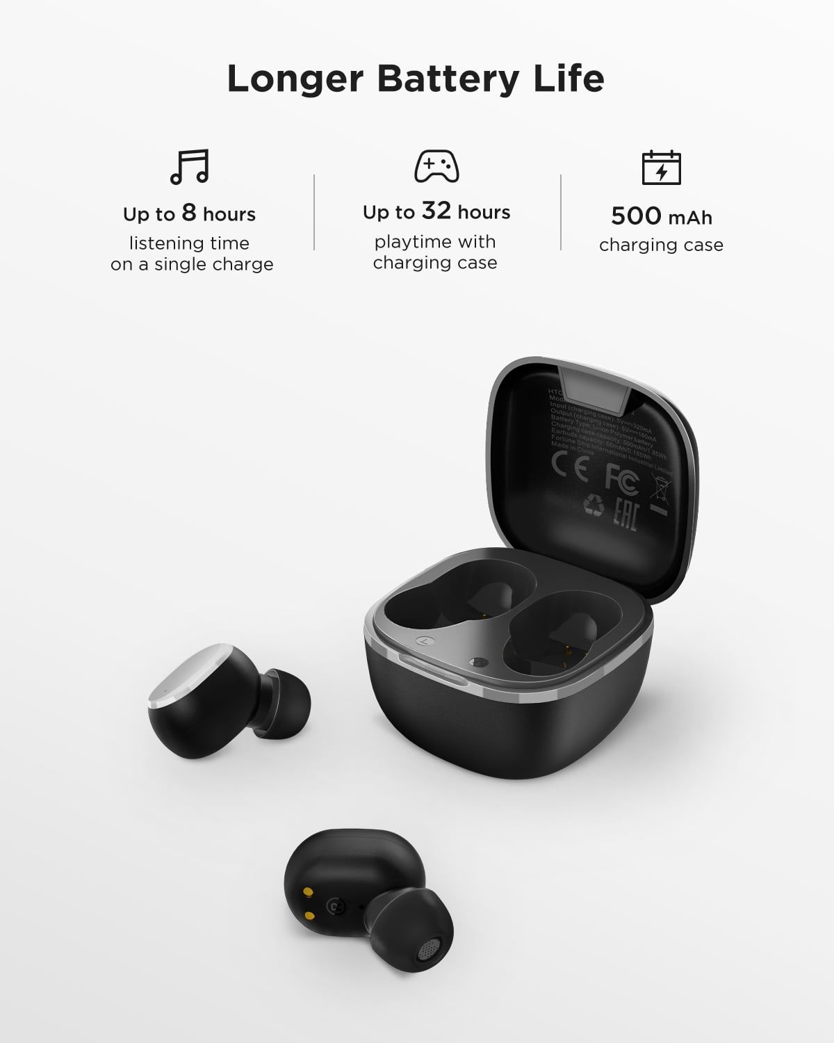 Wireless Noise Cancelling HTC Earbuds with Mic