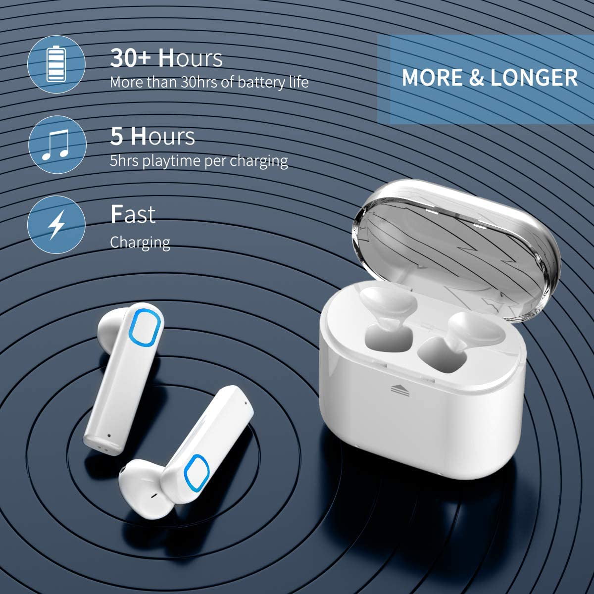 Wireless Earbuds with Charging Case & Mic
