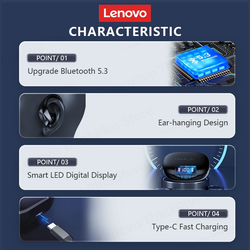 Lenovo LP75 TWS Wireless Earbuds with Mics