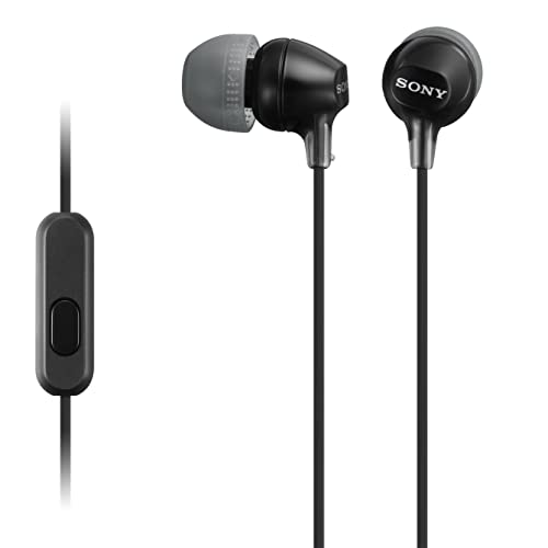 Sony Black Earbud Headphones with Mic (MDREX15AP/B)