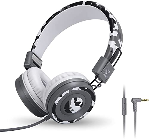 Adjustable Kids Headphones with Microphone - Camo Grey