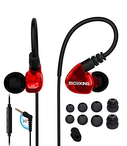 Red Sport Earbuds with Microphone and Enhanced Bass