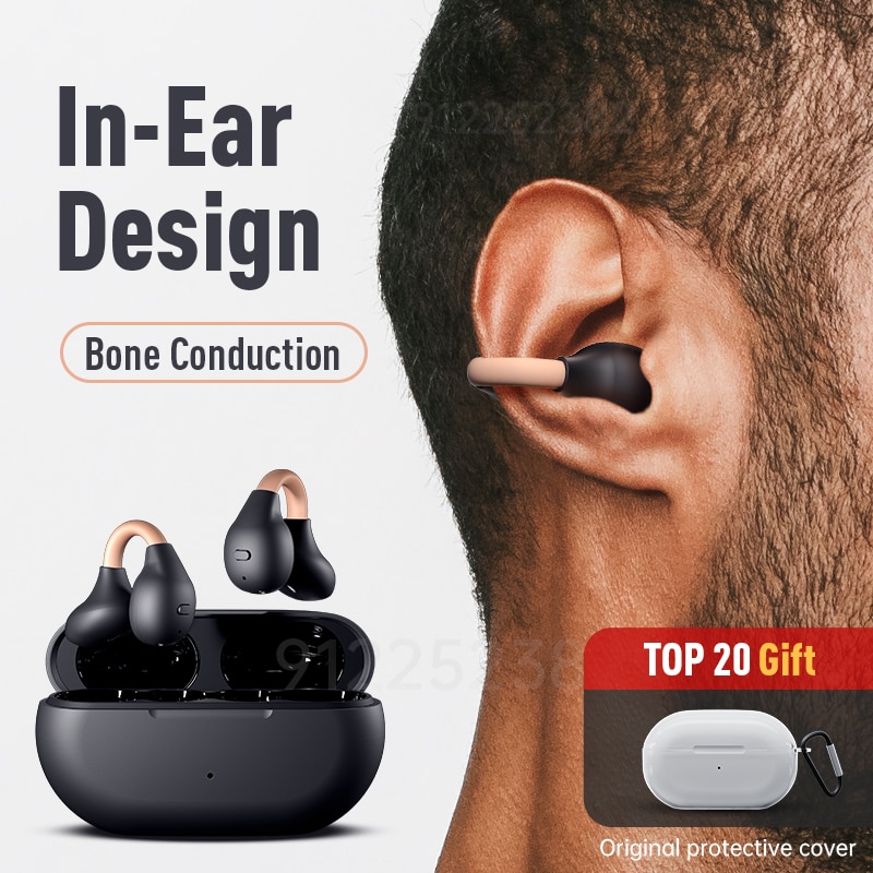 Bluetooth Bone Conduction Ear Clip Headphones with Mic