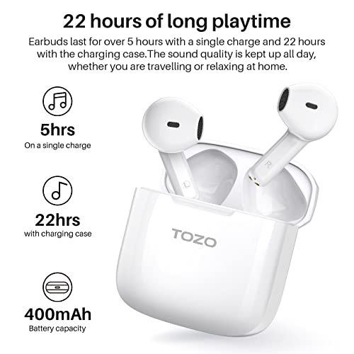Lightweight TOZO A3 Bluetooth Earbuds with Noise Reduction