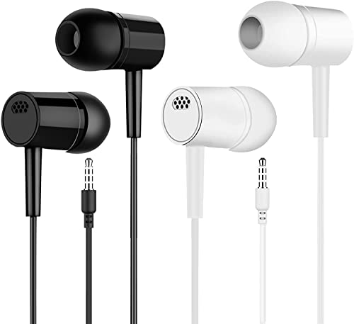 Black and White Earbuds with Mic for iPhone