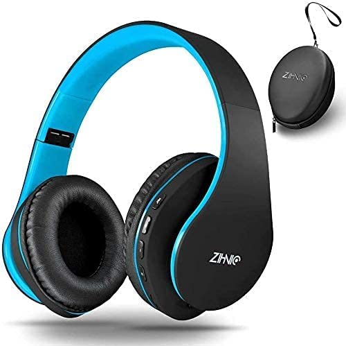 Blue Wireless Headphones with SD/FM & Comfort Cushions