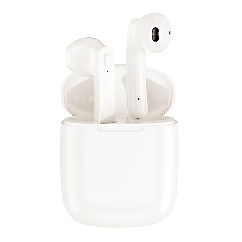 White Wireless Earbuds with 40H Playtime & Waterproof