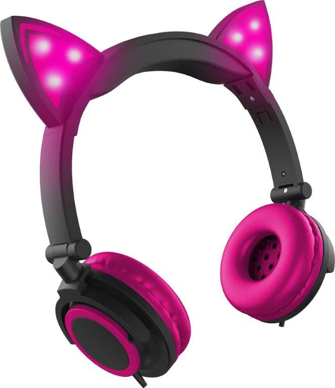 Pink LED Cat Ear Headphones with Jack Plug
