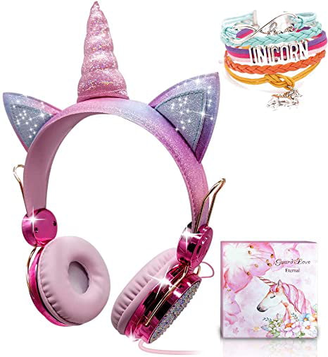 Qearfun Unicorn Cat Ear Headphones for Girls