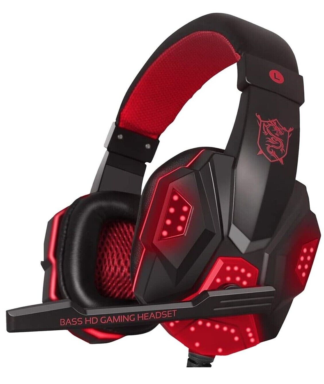LED Gaming Headset with Microphone for Consoles & PC