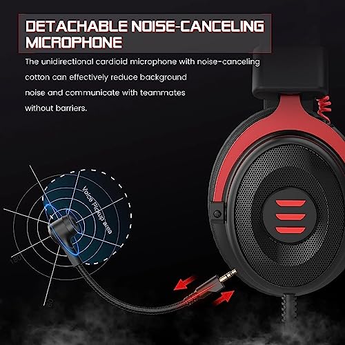 EKSA E900 Gaming Headset - 3D Stereo Sound, Detachable Microphone