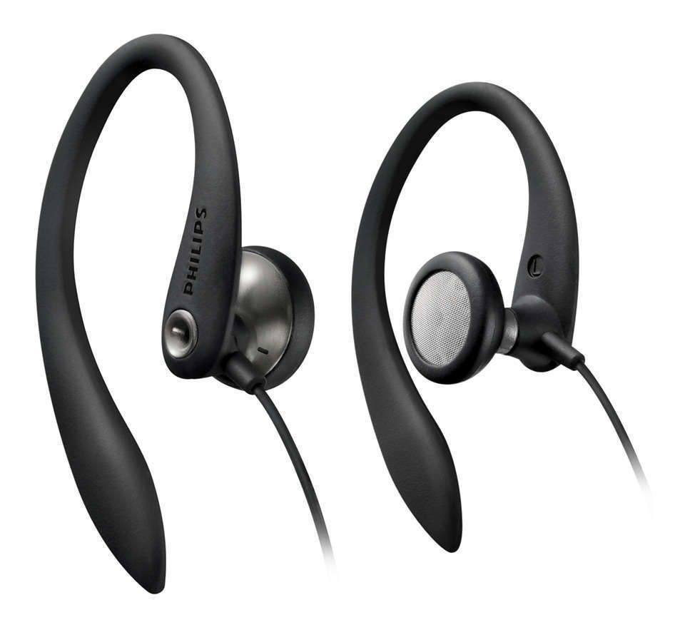 Philips Black Wired Earbuds with Over-ear Hook