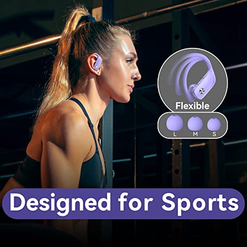Purple Sports Earbuds with Earhooks & 48hrs Playtime
