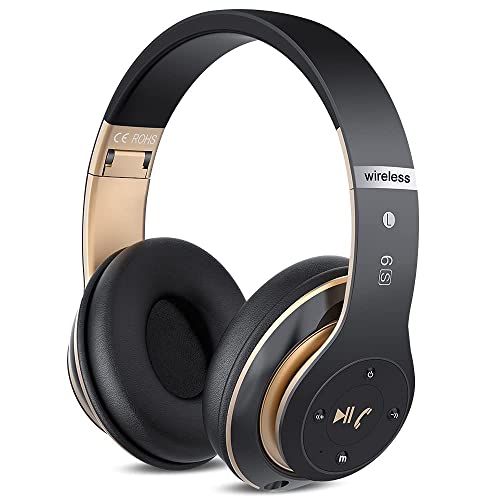 Wireless Foldable Headphones with High-Fidelity Sound (Black/Gold)