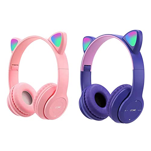 Wireless Bluetooth Cat Ear Headphones with LED Light