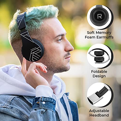 PowerLocus Wireless Over-Ear Headphones with Mic & Memory Foam