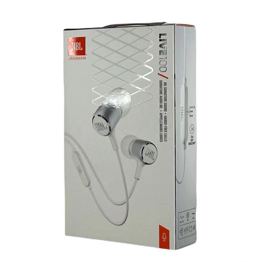 JBL Live 100 In-Ear Headphones with Mic - White