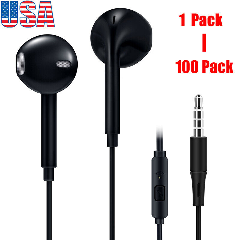 Bulk 3.5mm Earbuds with Mic for Apple/Samsung