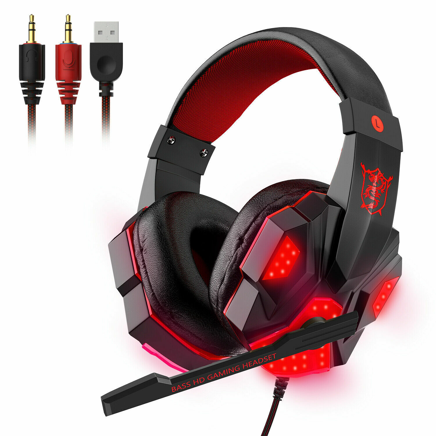 LED Surround Sound Gaming Headset for Consoles & PC
