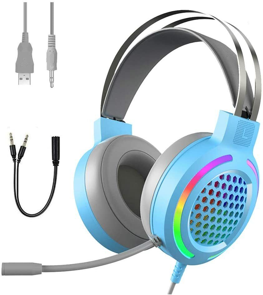 RGB Gaming Headset with Mic for Consoles and PC