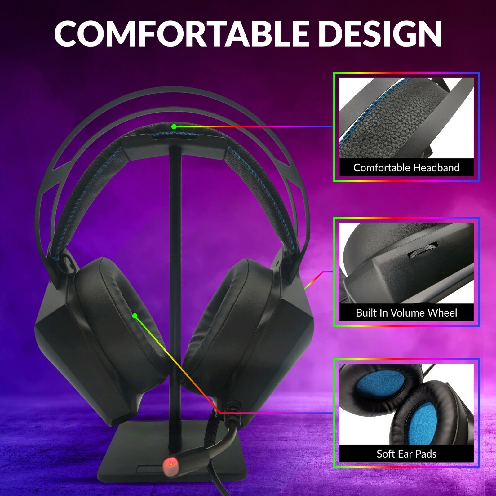RGB Gaming Headset with Stand & Mic