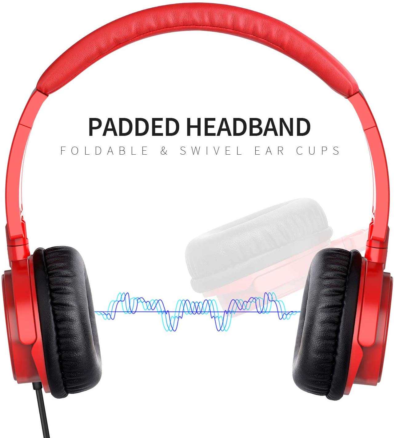 Vogek On Ear Headphones with Mic - Red