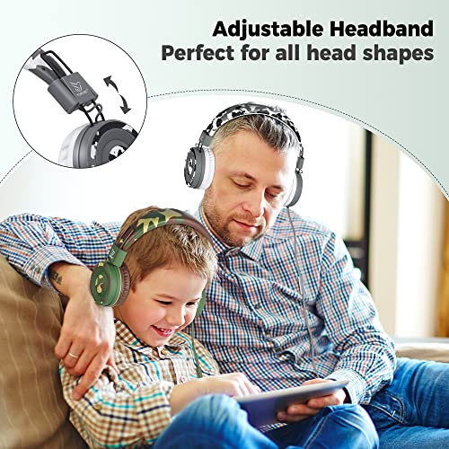 Adjustable Kids Headphones with Microphone - Camo Grey