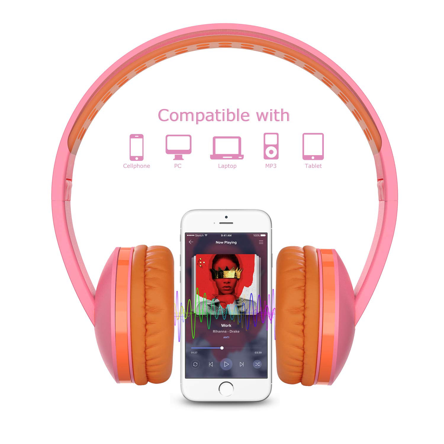 Foldable On Ear Headphones with Mic, Volume Control