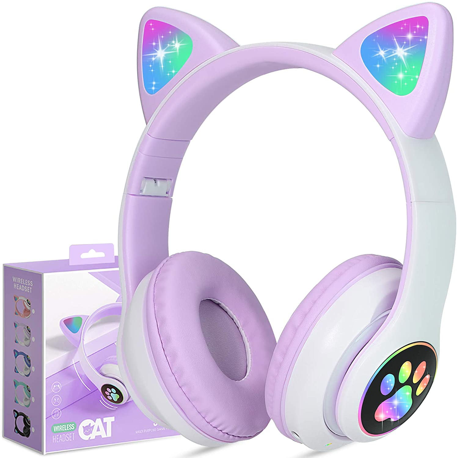 Wireless Cat Ear Headphones with LED Lights
