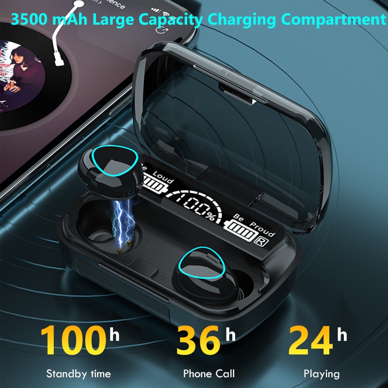 Wireless Sports Earbuds with Mic & Charging Box