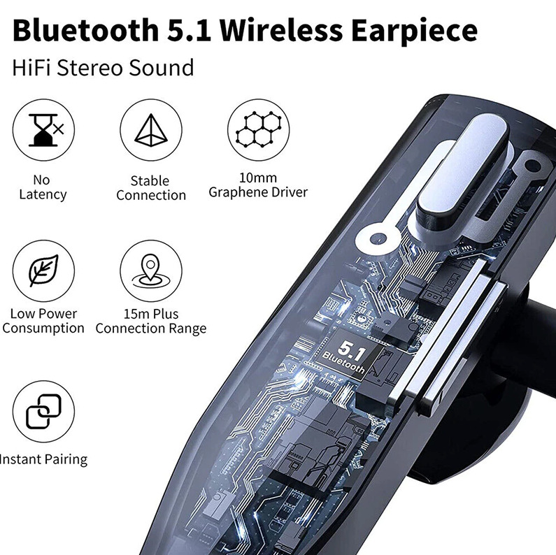 Bluetooth Trucker Earbud Dual Mic Noise Cancelling