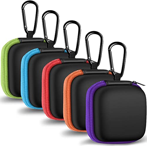 5 Pack Square Earbud Cases with Carabiner