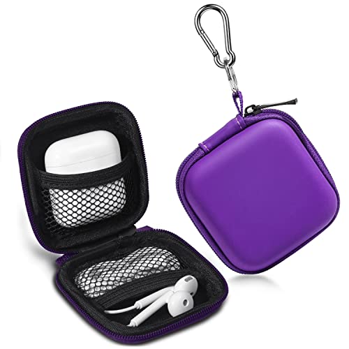 Purple Earbud Case with Steel Carabiner