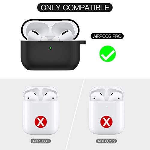 Soft Silicone Airpods Pro Case with Keychain - Black