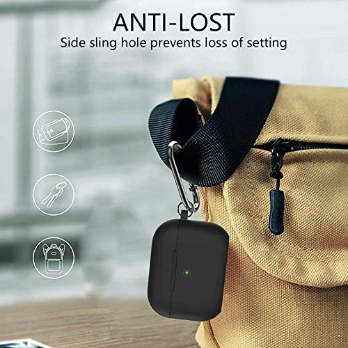 Soft Silicone Airpods Pro Case with Keychain - Black