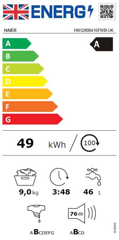 Haier 9kg Integrated Washing Machine - A Rated