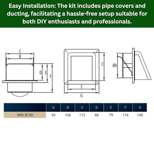 Graphite 100mm Vent Cover Kit with Backdraft Shutter