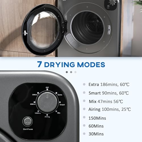 HOMCOM 6kg Vented Portable Tumble Dryer, Grey